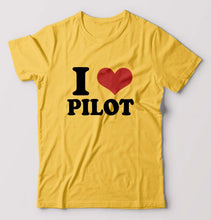 Load image into Gallery viewer, I LOVE PILOT T-Shirt for Men-Golden Yellow-Ektarfa.online