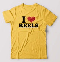 Load image into Gallery viewer, I LOVE REELS T-Shirt for Men-Golden Yellow-Ektarfa.online