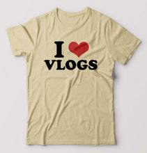 Load image into Gallery viewer, I LOVE VLOGS T-Shirt for Men-Beige-Ektarfa.online