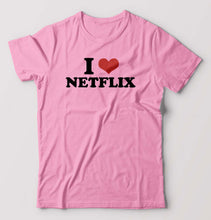 Load image into Gallery viewer, I LOVE NETFLIX T-Shirt for Men-Light Baby Pink-Ektarfa.online