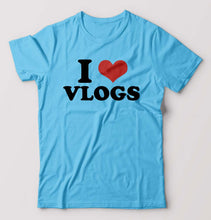 Load image into Gallery viewer, I LOVE VLOGS T-Shirt for Men-Light Blue-Ektarfa.online