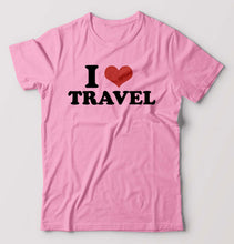Load image into Gallery viewer, I LOVE TRAVEL T-Shirt for Men-Light Baby Pink-Ektarfa.online