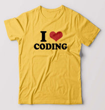 Load image into Gallery viewer, I LOVE CODING T-Shirt for Men-Golden Yellow-Ektarfa.online