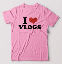 Load image into Gallery viewer, I LOVE VLOGS T-Shirt for Men-Light Baby Pink-Ektarfa.online