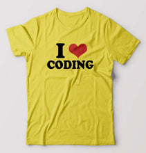 Load image into Gallery viewer, I LOVE CODING T-Shirt for Men-Yellow-Ektarfa.online