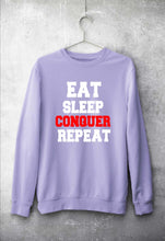 Load image into Gallery viewer, eat sleep conquer repeat Unisex Sweatshirt for Men/Women-Lavender-Ektarfa.online
