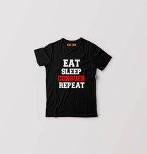 Load image into Gallery viewer, eat sleep conquer repeat T-Shirt for Boy/Girl-Black-Ektarfa.online