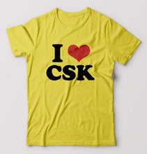 Load image into Gallery viewer, I LOVE CSK T-Shirt for Men-Yellow-Ektarfa.online
