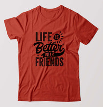 Load image into Gallery viewer, life is better with friends T-Shirt for Men-Brick Red-Ektarfa.online