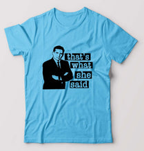 Load image into Gallery viewer, Michael Scott That's What She Said T-Shirt for Men-Light Blue-Ektarfa.online