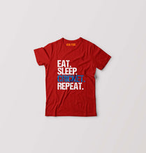 Load image into Gallery viewer, CRICKET Eat Sleep Cricket Repeat Kids T-Shirt for Boy/Girl-Red-Ektarfa.online
