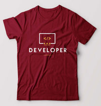 Load image into Gallery viewer, Developer T-Shirt for Men-Maroon-Ektarfa.online