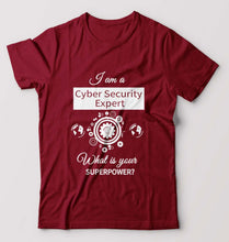 Load image into Gallery viewer, Cyber Security T-Shirt for Men-Maroon-Ektarfa.online