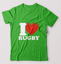 Load image into Gallery viewer, I Love Rugby T-Shirt for Men-flag green-Ektarfa.online