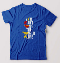Load image into Gallery viewer, You Can't Save The World Alone Justice League T-Shirt for Men-Royal Blue-Ektarfa.online
