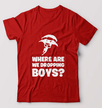 Load image into Gallery viewer, PUBG Where Are We Dropping Boys T-Shirt for Men-Red-Ektarfa.online