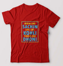 Load image into Gallery viewer, CRICKET Sachin Kohli Dhoni T-Shirt for Men-Red-Ektarfa.online