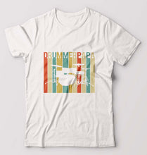 Load image into Gallery viewer, Drummer Papa T-Shirt for Men-White-Ektarfa.online