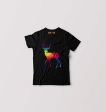 Load image into Gallery viewer, POLYGONAL_DEER Kids T-Shirt for Boy/Girl-Black-Ektarfa.online