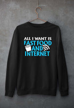 Load image into Gallery viewer, Fast Food and Internet Unisex Sweatshirt for Men/Women-Black-Ektarfa.online