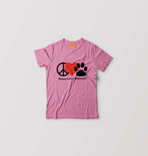Load image into Gallery viewer, Peace Love Animals Kids T-Shirt for Boy/Girl-Pink-Ektarfa.online