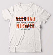 Load image into Gallery viewer, Nirbhau Nirvair T-Shirt for Men-White-Ektarfa.online