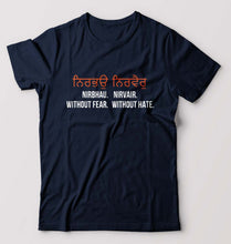 Load image into Gallery viewer, Nirbhau Nirvair T-Shirt for Men-Navy Blue-Ektarfa.online