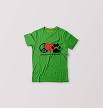 Load image into Gallery viewer, Peace Love Animals Kids T-Shirt for Boy/Girl-Flag Green-Ektarfa.online