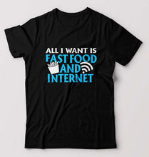 Load image into Gallery viewer, Fast Food and Internet T-Shirt for Men-Black-Ektarfa.online