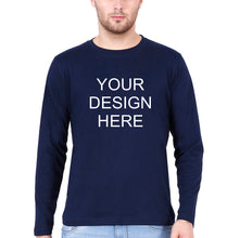 Load image into Gallery viewer, Customized-Custom-Personalized Full Sleeves T-Shirt for Men-Navy Blue-Ektarfa.online
