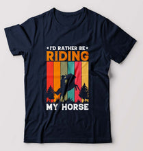 Load image into Gallery viewer, Horse Riding T-Shirt for Men-Navy Blue-Ektarfa.online
