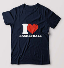 Load image into Gallery viewer, I Love Basketball T-Shirt for Men-Navy Blue-Ektarfa.online