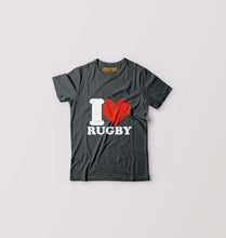 Load image into Gallery viewer, I Love Rugby Kids T-Shirt for Boy/Girl-Steal Grey-Ektarfa.online
