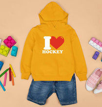 Load image into Gallery viewer, I Love Hockey Kids Hoodie for Boy/Girl-Mustard Yellow-Ektarfa.online