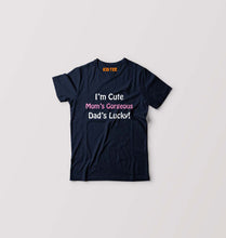Load image into Gallery viewer, I'm Cute Mom's Gorgeous Dad's Lucky Kids T-Shirt for Boy/Girl-Navy Blue-Ektarfa.online