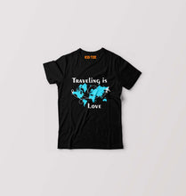 Load image into Gallery viewer, Traveling is Love Kids T-Shirt for Boy/Girl-Black-Ektarfa.online
