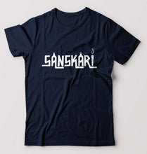 Load image into Gallery viewer, Sanskari T-Shirt for Men-Navy Blue-Ektarfa.online