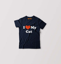 Load image into Gallery viewer, I Love My Cat Kids T-Shirt for Boy/Girl-Navy Blue-Ektarfa.online