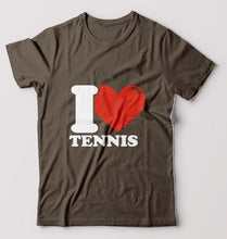 Load image into Gallery viewer, I Love Tennis T-Shirt for Men-Olive Green-Ektarfa.online