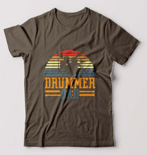 Load image into Gallery viewer, Drummer Dad T-Shirt for Men-Olive Green-Ektarfa.online