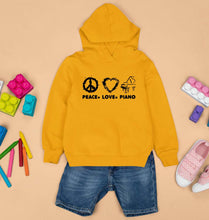 Load image into Gallery viewer, Peace Love Piano Kids Hoodie for Boy/Girl-Mustard Yellow-Ektarfa.online