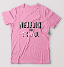 Load image into Gallery viewer, Netflix and chill T-Shirt for Men-Light Baby Pink-Ektarfa.online