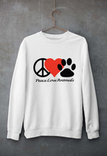 Load image into Gallery viewer, Peace Love Animals Unisex Sweatshirt for Men/Women-White-Ektarfa.online