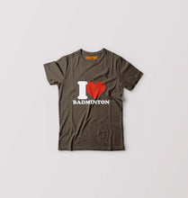 Load image into Gallery viewer, I Love Badminton Kids T-Shirt for Boy/Girl-Olive Green-Ektarfa.online
