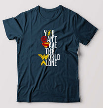 Load image into Gallery viewer, You Can't Save The World Alone Justice League T-Shirt for Men-Petrol Blue-Ektarfa.online