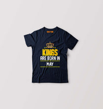 Load image into Gallery viewer, Kings Are Born In May Kids T-Shirt for Boy/Girl-Navy Blue-Ektarfa.online