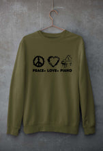 Load image into Gallery viewer, Peace Love Piano Unisex Sweatshirt for Men/Women-Olive Green-Ektarfa.online