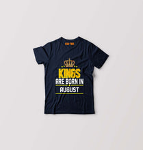 Load image into Gallery viewer, Kings Are Born In August Kids T-Shirt for Boy/Girl-Navy Blue-Ektarfa.online