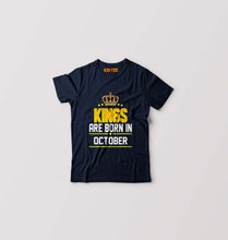 Load image into Gallery viewer, Kings Are Born In October Kids T-Shirt for Boy/Girl-Navy Blue-Ektarfa.online