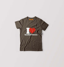 Load image into Gallery viewer, I Love Basketball Kids T-Shirt for Boy/Girl-Olive Green-Ektarfa.online